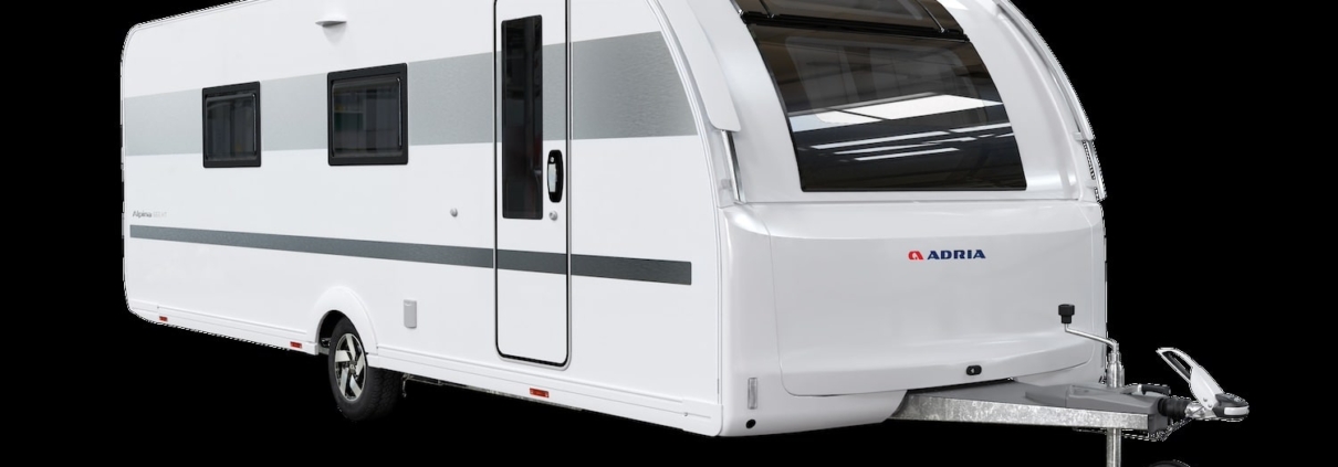 het exterieur van de nieuwe Adria caravan alpina 663 HT