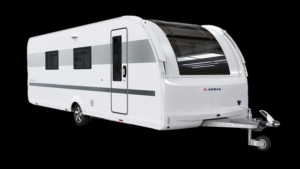 het exterieur van de nieuwe Adria caravan alpina 663 HT