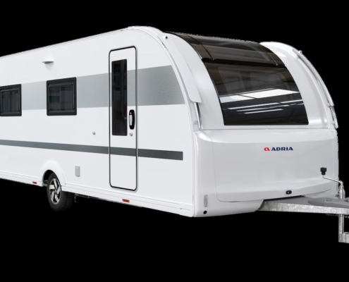 het exterieur van de nieuwe Adria caravan alpina 663 HT